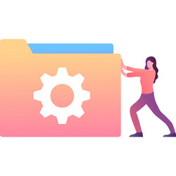 data project folder icon woman manager vector image