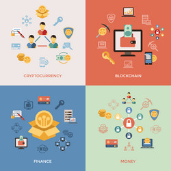 digital line icons set blockchain pack vector image