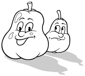 drawing of two pears with faces vector image