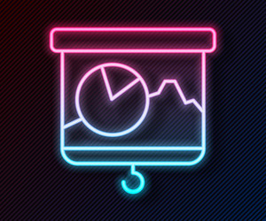glowing neon line presentation board with graph vector image