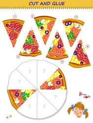 logic puzzle game cut and glue slices vector image