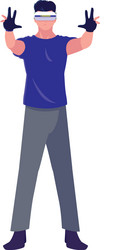 man using technology augmented reality vector image