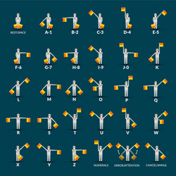 semaphore alphabet icons set vector image