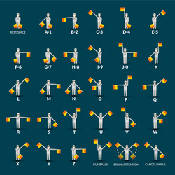 semaphore alphabet icons set vector