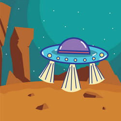 spaceship taking off from planet vector image