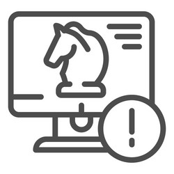 Trojan virus line icon horse on desktop vector