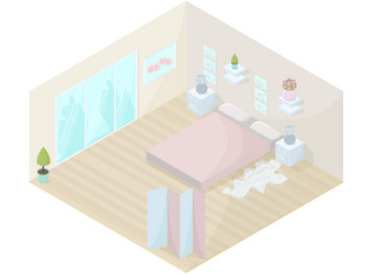 Isometric modern bedroom furniture room cutaway Vector Image