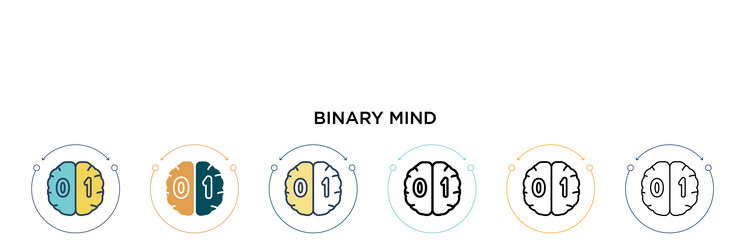 Binary mind icon in filled thin line outline vector