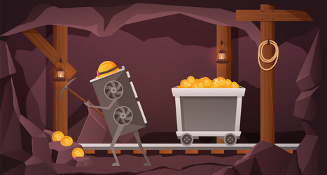 Crypto Mining GPU Worker vector image