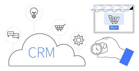 digital crm integration with e-commerce vector image