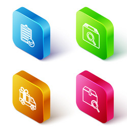 set isometric line verification of delivery list vector image