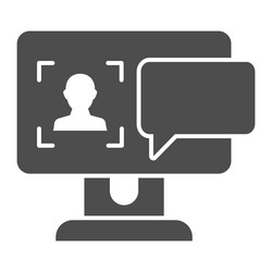 User on computer monitor solid icon authorization vector