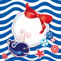 Whale Seashell Card with Buttons vector image