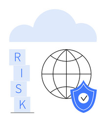 cloud-based risk management concept with shield vector image