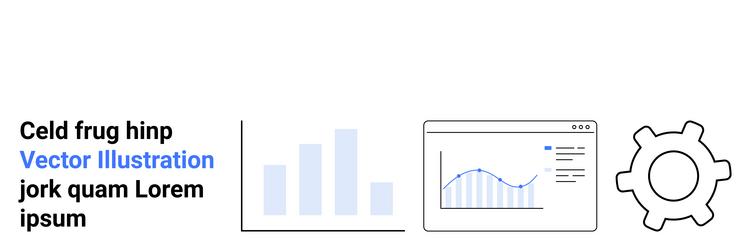 data analysis with charts and gear representing vector image