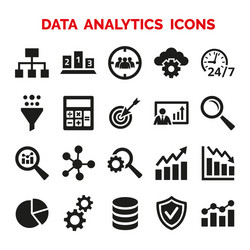 Data analytics icons set on white background vector