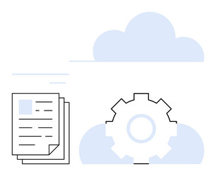 document management and cloud sync with gear icon vector image
