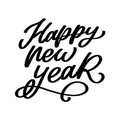 Happy new year hand lettering calligraphy vector