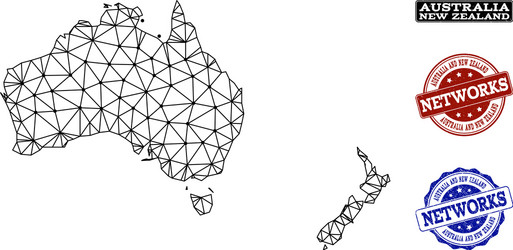 Polygonal network mesh map of australia vector