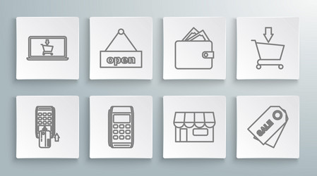 set line pos terminal with inserted credit card vector image