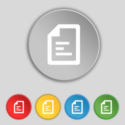 text file icon sign symbol on five flat buttons vector image
