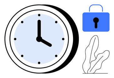time management and security concept with clock vector image