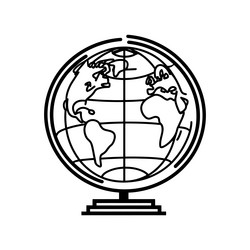 globe icon outline simple design world map vector image