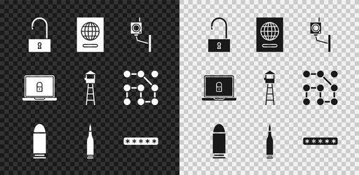 set open padlock passport security camera vector image