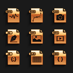 set tiff file document xls css mp4 js ai raw vector image