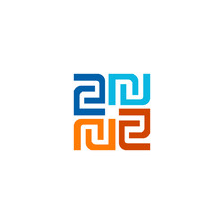 square geometry circle maze colored logo vector image