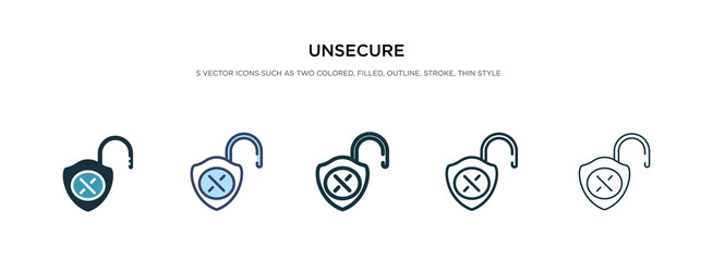 unsecure icon in different style two colored vector