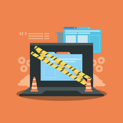 website under construction with desktop computer vector image