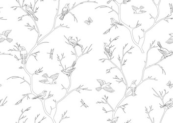tree branches against the sky with sparrow vector image