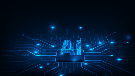 artificial intelligence text effect with cpu vector image