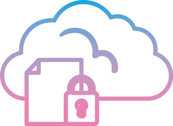 cloud computing with document and padlock gradient vector image