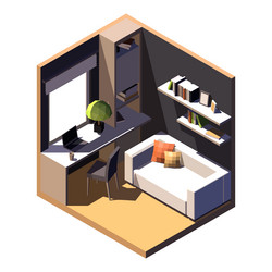 isometric low poly home office vector