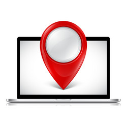 laptop with map pointer on screen vector