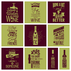 set of vintage wine typographic quotes vector