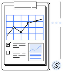 data analysis report with chart and checklist vector image