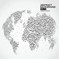 dots three-dimensional map of the world abstract vector image