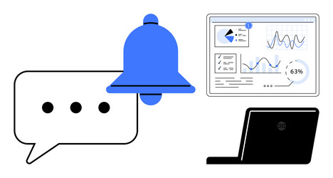 notification alert with data analysis dashboard vector image