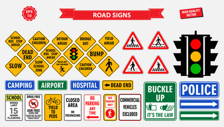 Road signs icons set Royalty Free Vector Image