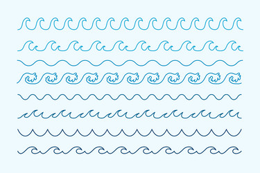 waves curve line style sea pattern borders vector image