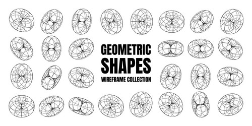 wireframe shapes lined torus perspective mesh vector image