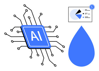 artificial intelligence chip data chart and blue vector image