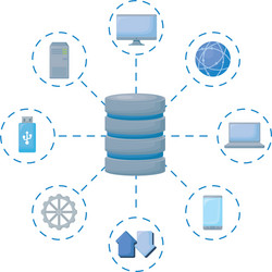 Data center disks with set icons vector