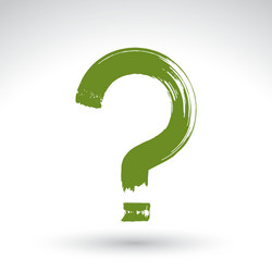 Hand drawn green question mark icon brush drawing vector