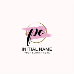 po modern handwritten logo with artistic brush Vector Image