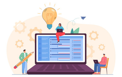 Tiny Coders on Laptop vector image