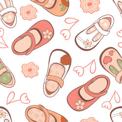 Baby Shoes Pattern - Pastel Pink Vector Image